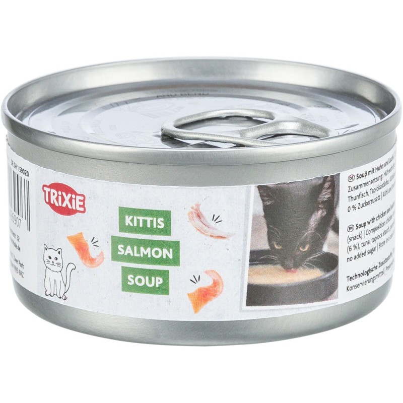 Kittis Salmon Soup, przysmak zupa, dla kota, kurczak i łosoś, 4 × 80 g, 4 szt/opak