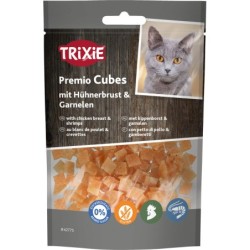 Premio Cubes, przysmak, dla kota, pierś z kurczaka i krewetki, 50g