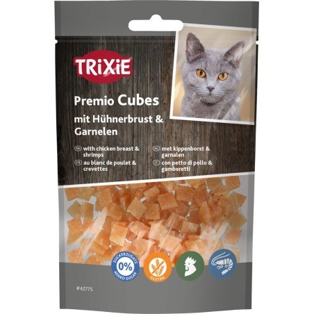 Premio Cubes, przysmak, dla kota, pierś z kurczaka i krewetki, 50g