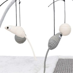 Drapak - mata JUNIOR z zabawkami na sznurku, 60 × 33 × 42 cm, szary/jasnoszary