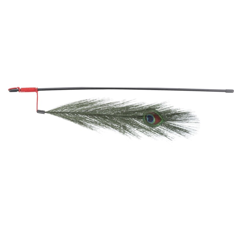 WĘDKA DLA KOTA Z PAWIM PIÓREM 47cm