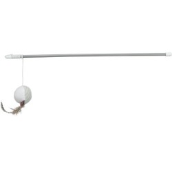 Wędka z piłką i piórkami, zabawka, dla kota, plastik/plusz, 46 cm, z kocimiętką