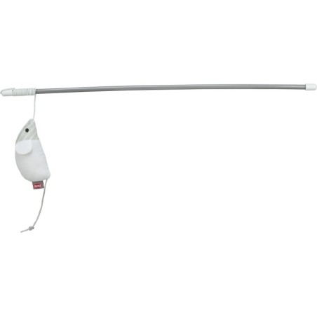 Wędka z myszką, zabawka, dla kota, plastik/plusz, 46 cm, z kocimiętką