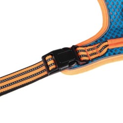 Szelki, dla psa, niebiesko-pomarańczowe, odblaskowe, rozmiar XL, podkładka pod szyję, ob.szyi 66-92cm/ob.klatki 74-121cm