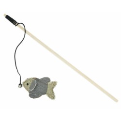 Barry King drewniana wędka z rybką z mocnego materiału jasnoszara/kremowa  10 x 6,5cm /40cm