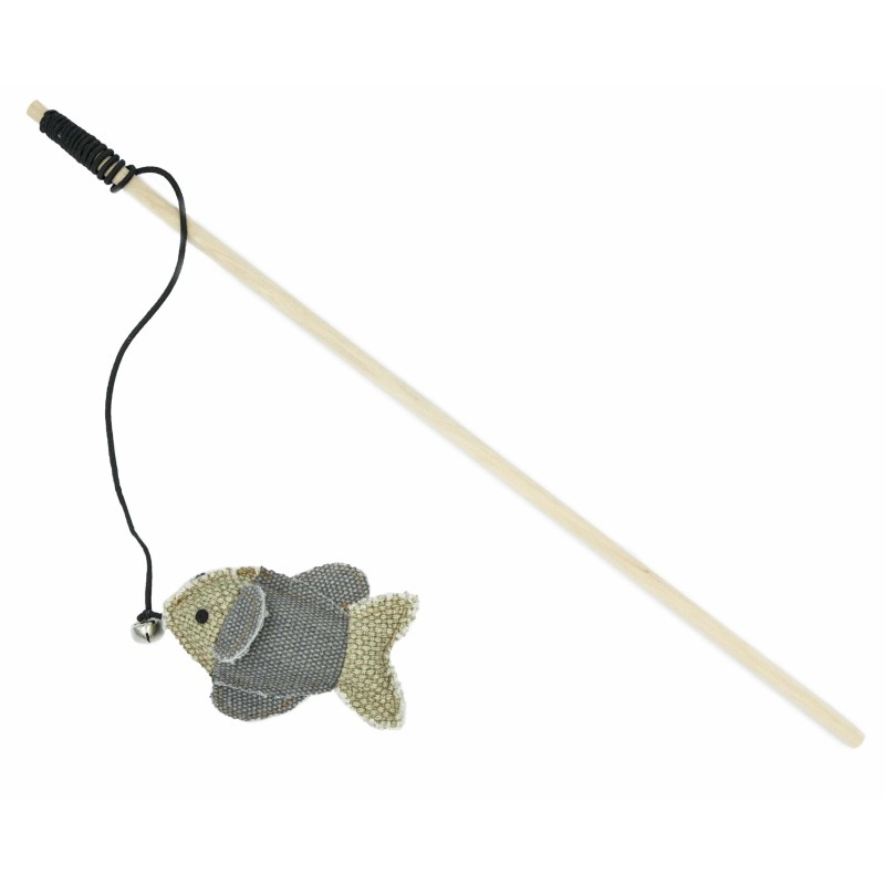 Barry King drewniana wędka z rybką z mocnego materiału jasnoszara/kremowa  10 x 6,5cm /40cm