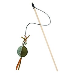 Barry King drewniana wędka z piłką z mocnego materiału szaro/brązowa 5,5 x 4cm /40cm