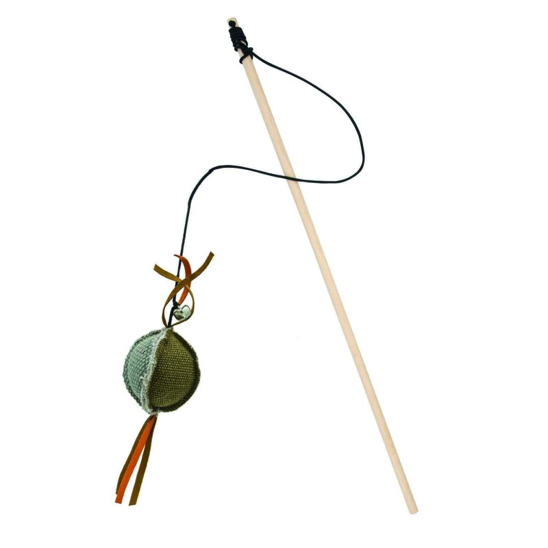 Barry King drewniana wędka z piłką z mocnego materiału szaro/brązowa 5,5 x 4cm /40cm