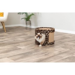 Leo, legowisko zamknięte z drapakiem, dla kota, brązowe, 38 x 30 cm