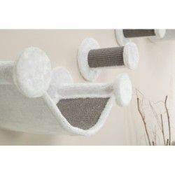 Zestaw ścienny, dla kota, biały/szary, plusz, 4 elementy