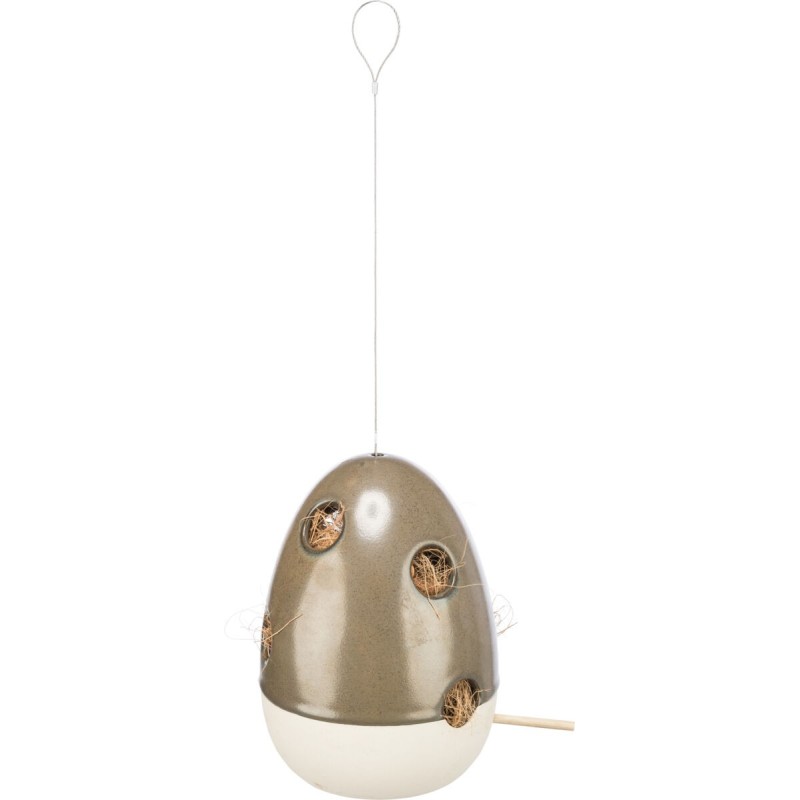 Podajnik na materiał gniazdowy, dla ptaków, ceramiczny, kolor leśny, 12 x 12 x 16 cm, zawieszany