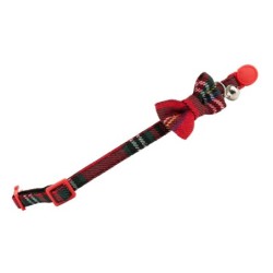 Obroża, dla kota, szkocka krata, 10 mm x 18 - 24 cm, z dzwonkiem i kokardą