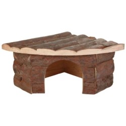 DREWNIANY DOMEK NAROŻNY DLA ŚWINKI MORSKIEJ "JESPER" , 32 ×13×21/21 cm