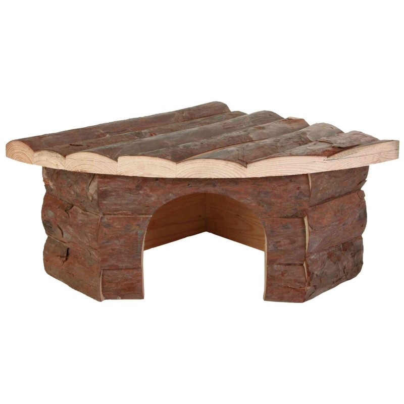 DREWNIANY DOMEK NAROŻNY DLA ŚWINKI MORSKIEJ "JESPER" , 32 ×13×21/21 cm