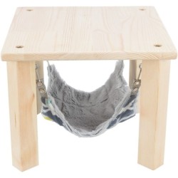 Kryjówka z hamakiem, dla kawii domowych, drewno/plusz, 28 x 24 x 28 cm