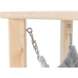 Kryjówka z hamakiem, dla królików miniaturowych, drewno/plusz, 37 × 29 × 37 cm