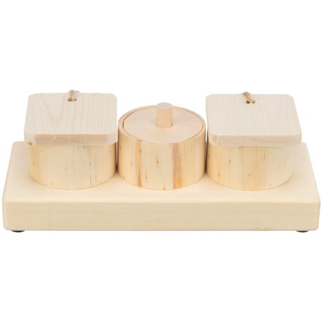Snack cups, zabawka edukacyjna, dla szczurów/królików, drewno, 15 x 4,5 x 6 cm