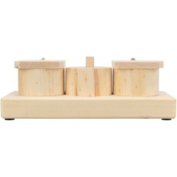 Snack cups, zabawka edukacyjna, dla szczurów/królików, drewno, 15 x 4,5 x 6 cm