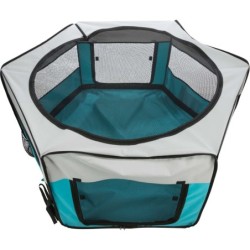 Wybieg przenośny, dla kawii domowych/królików, turkusowy/jasnoszary, poliester, 150x65cm