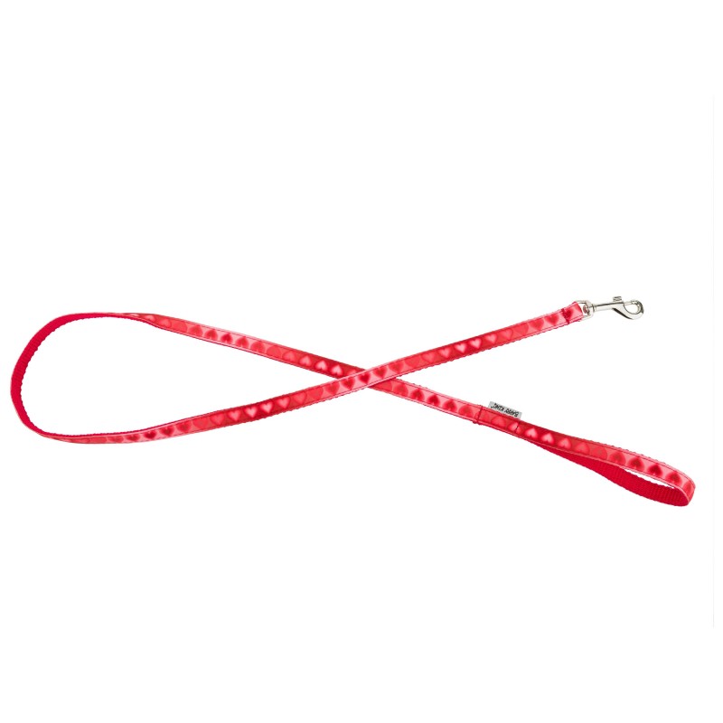 Smycz prosta  Love Heart, 10mm/120cm, czerwona w serca