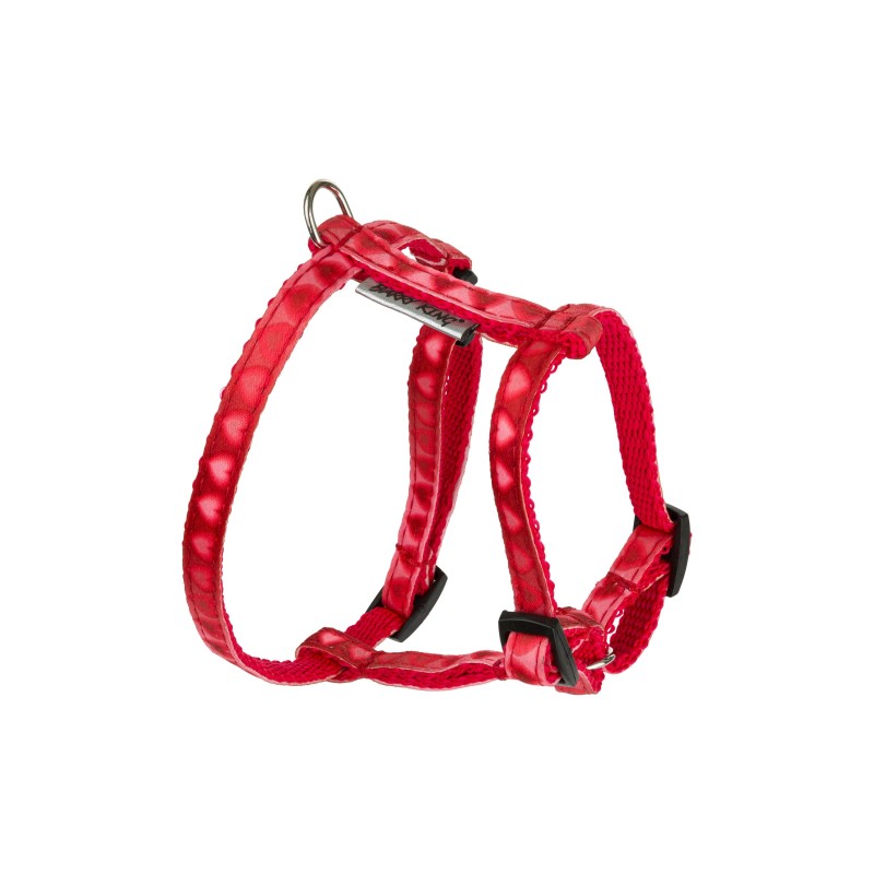 Szelki Love Heart, 10mm/szyja 19-31cm, brzuch 29-47cm, czerwone w serca