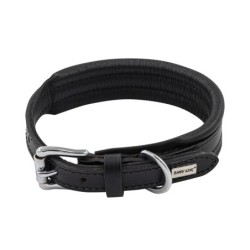 Obroża skórzana, XS 27-33 cm x 22 mm, czarny,  przeszywana