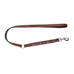 Smycz skórzana, 20 mm- 100 cm, czerwona-czarna