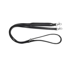 Smycz skórzana, 20 mm x 200 cm, czarny,  przeszywana