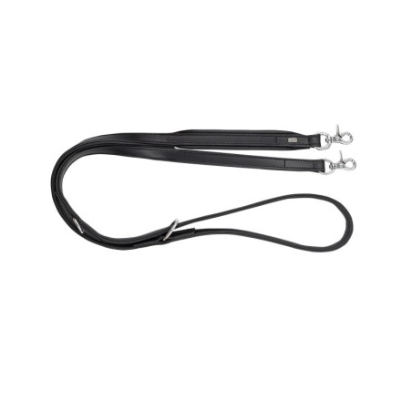 Smycz skórzana, 20 mm x 200 cm, czarny,  przeszywana