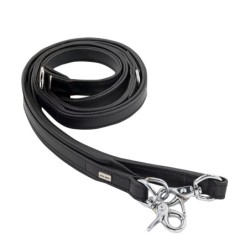 Smycz skórzana, 20 mm x 200 cm, czarny,  przeszywana