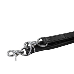 Smycz skórzana, 20 mm x 200 cm, czarny,  przeszywana