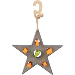 Xmas Gwiazda na przysmaki, zabawka, dla gryzoni, drewno/sizal, szara, 14 x 17 cm