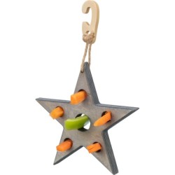 Xmas Gwiazda na przysmaki, zabawka, dla gryzoni, drewno/sizal, szara, 14 x 17 cm