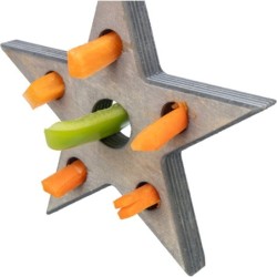 Xmas Gwiazda na przysmaki, zabawka, dla gryzoni, drewno/sizal, szara, 14 x 17 cm