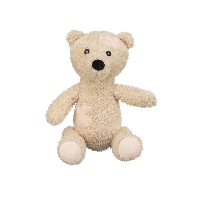 Miś, Światowy Dzień Zwierząt, zabawa, dla psa, plusz, beż/brąz, 27 cm