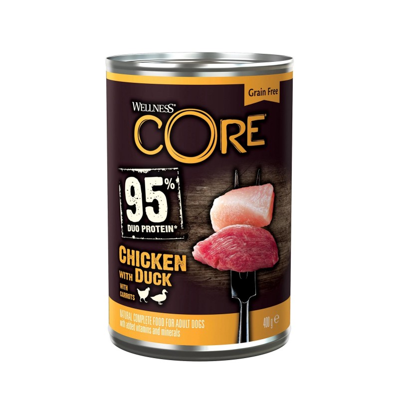 Core 95% Duo Potein, karma mokra, dla psów dorosłych, kurczak i kaczka, 400 g, puszka