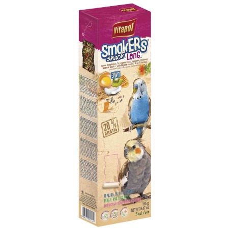Smakers Long mix 3 smaki owoce tropikalne/z czarnuszką/jajeczno-miodowy dla papużki falistej i nimfy