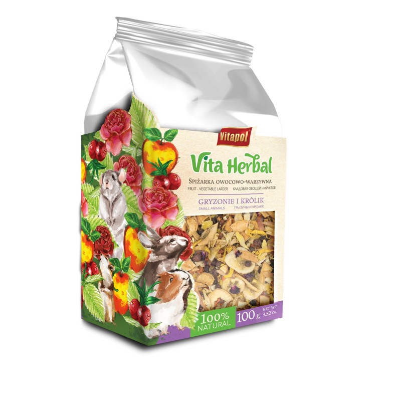 Vita Herbal dla gryzoni i królika, spiżarka owocowo-warzywna,  100g, 4szt/disp