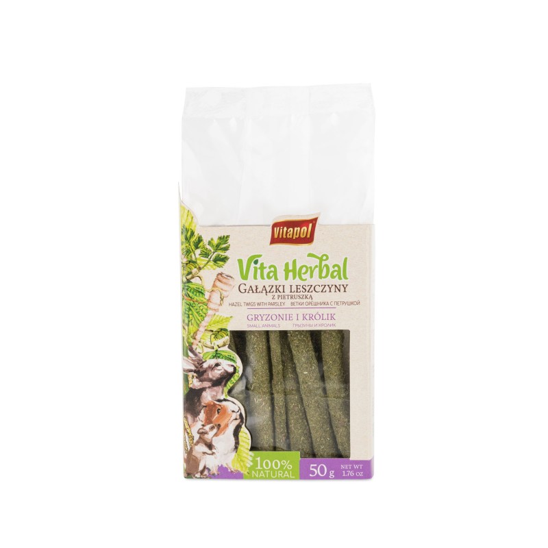 Vita Herbal dla gryzoni i królika,  gałązki leszczyny z pietruszką, 50 g, 4szt/disp