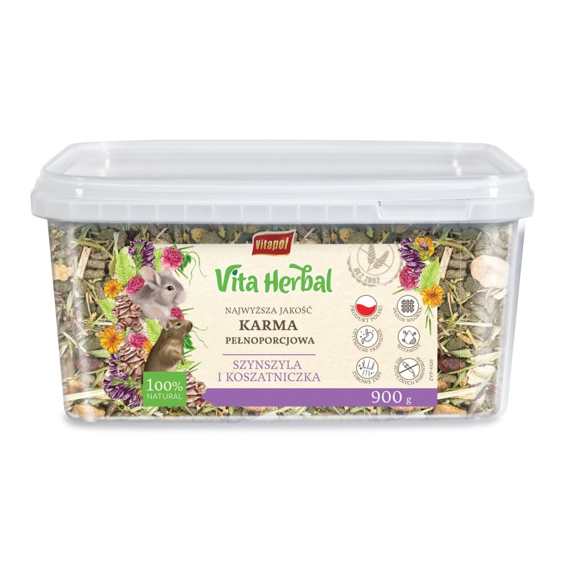 Vita Herbal karma pełnoporcjowa dla dla szynszyli i koszatniczki, wiaderko, 900g