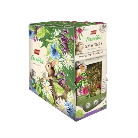 Vita Herbal Smakers brokułowo - różany  dla gryzoni i królika 90 g, 5 szt./display