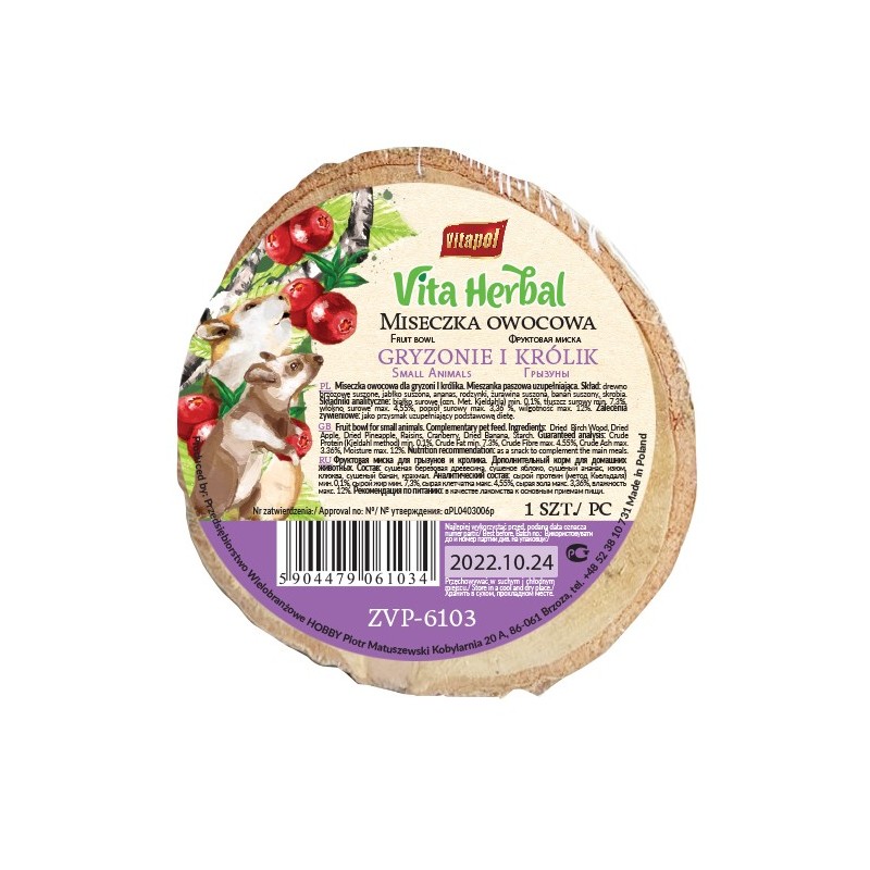 Miseczka owocowa dla gryzoni i królika, 1 szt.
