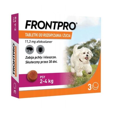 Frontpro tabletki na pchły i kleszcze dla psa S 2-4kg 3szt.