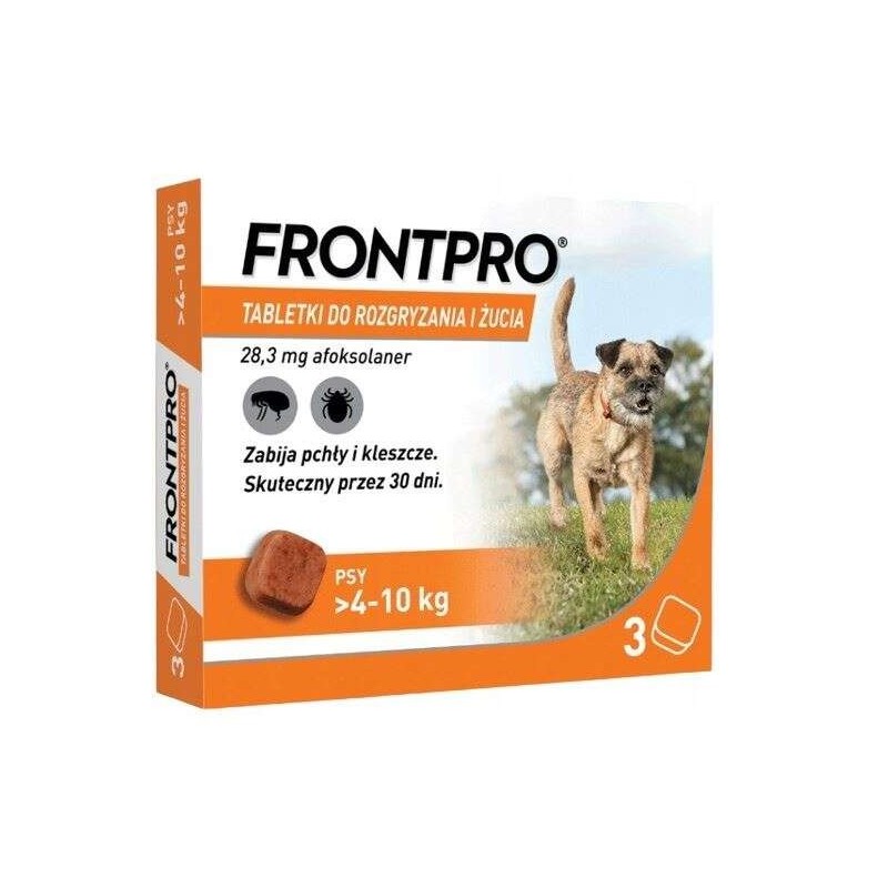Frontpro tabletki na pchły i kleszcze dla psa M 4-10kg 3szt.
