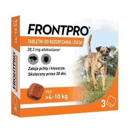 Frontpro tabletki na pchły i kleszcze dla psa M 4-10kg 3szt.