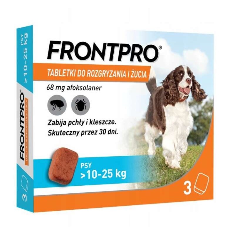 Frontpro tabletki na pchły i kleszcze dla psa L 10-25kg 3szt.