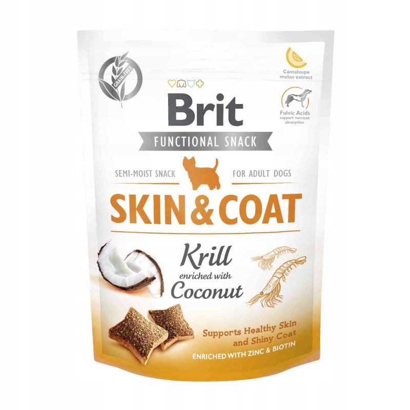 Brit Care Functional Snack Skin & Coat Półmiękki Przysmak dla Psa Kryl 150 g
