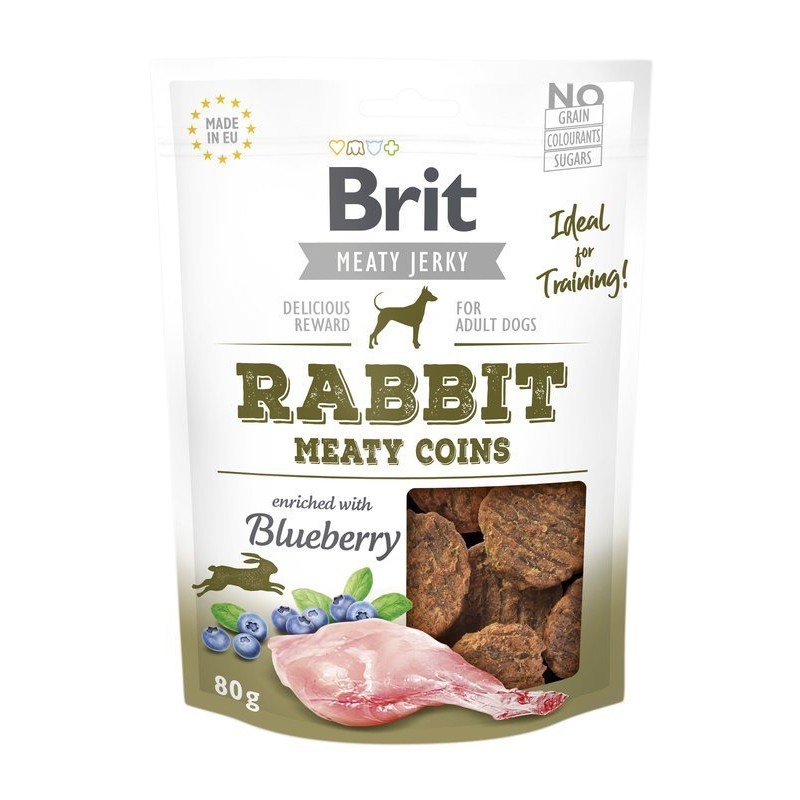 Brit Jerky Rabbit Meaty Coins Przysmak Treningowy Królik i Kurczak 80 g