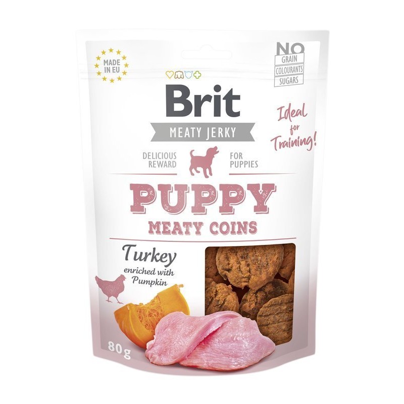 Brit Jerky Puppy Turkey Meaty Coins Przysmak dla Szczeniąt Indyk 80 g