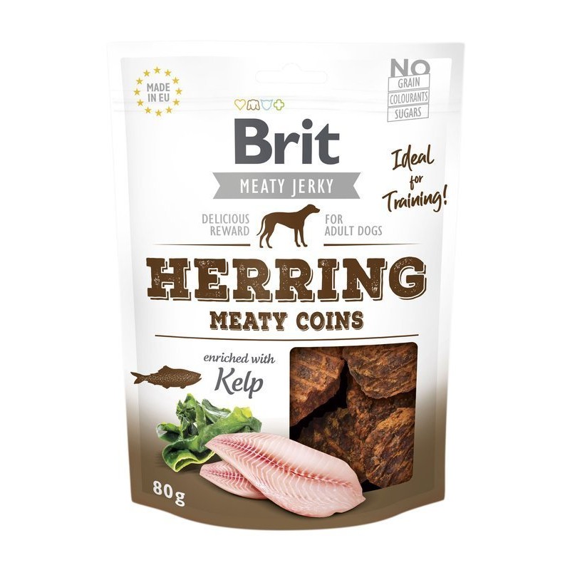 Brit Jerky Herring Meaty Coins Przysmak Treningowy Śledź i Kurczak 80 g